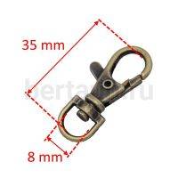 Карабин № 72 метал. д/сумок/ клачей /цепей 8 мм CDантик