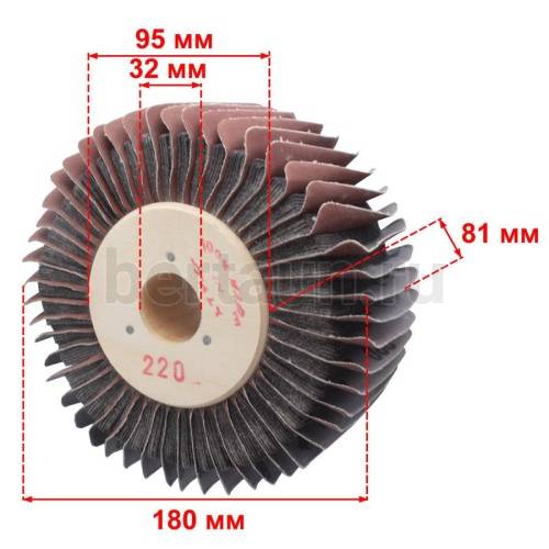 Инстр. №250 Щетка для полировки комби наждачка+войлок 32*80*180 мм (зерно 220) (Италия)