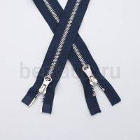 МОЛНИЯ № 76 КУРТОЧНАЯ ИТАЛИЯ Т5 метал.никель 100 см 2 замка т.синий