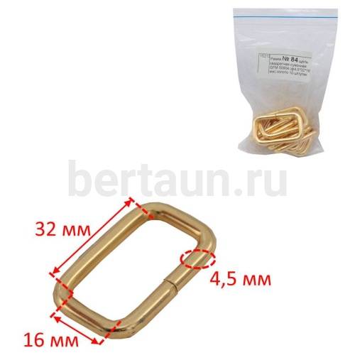 Рамка № 84 щель квадратная сумочная GFM 50904 (ф4.5*32*16 мм) золото 10 шт/упак