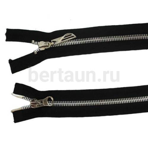 МОЛНИЯ № 25 КУРТОЧНАЯ ИТАЛИЯ Т5 метал.никель 100 см 2 замка черная BERT