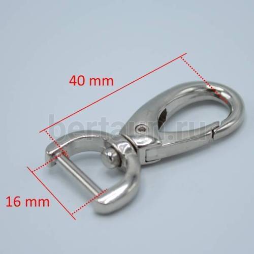 Карабин № 93 метал. д/сумок LT 7037 16 мм никель