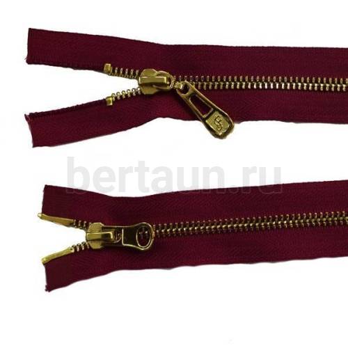 МОЛНИЯ № 13 КУРТОЧНАЯ ИТАЛИЯ Т5 метал.золото 100 см 2 замка бордо