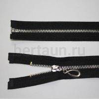 МОЛНИЯ №162 КУРТОЧНАЯ МЕТАЛЛ Т3 80 см никель на черном