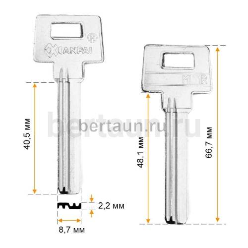 Заг.для ключ. MLT1R_X_X_X_MLT/1MLT-1R 2 паза (8,8х41 мм)   №618