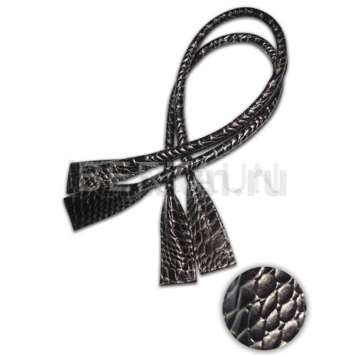 Ручки сумочные готовые 65см № 65 полиурет. черно-белый крокодил