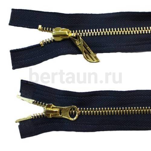 МОЛНИЯ №  2 КУРТОЧНАЯ ИТАЛИЯ Т5 метал.золото 100 см 2 замка т.синяя