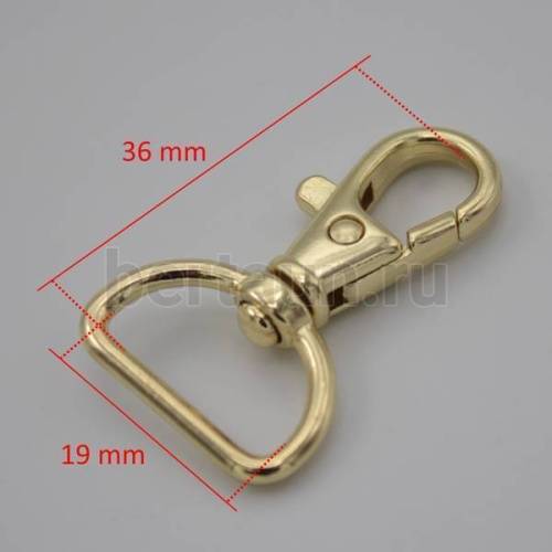 Карабин №102 метал. д/сумок LT РМ07 НМ01-19.1 светл. золото