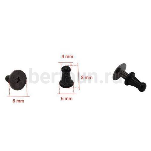 Фурнитура №49  кнопка кабурная для сумок и ремней  4*8 мм тем.никель 10 шт/уп BERT