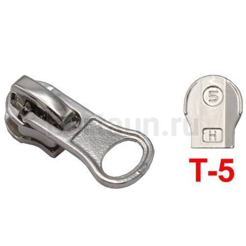 Замок-бегунок №157 спираль Т5 нижний ОБРАТКА BERT LUX никель