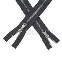 МОЛНИЯ № 22 КУРТОЧНАЯ ИТАЛИЯ Т5 метал.никель 100 см 2 замка тем.серая