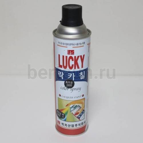 Краска №  6 аэрозоль "LUCKY"GLORY 400 мл № 388/423 (черн матов.)