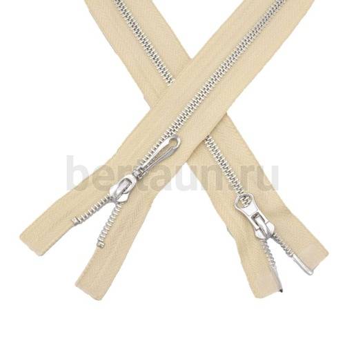 МОЛНИЯ № 28 КУРТОЧНАЯ ИТАЛИЯ Т5 метал.никель 100 см 2 замка св.беж