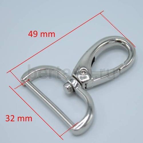 Карабин № 84 метал. д/сумок LT 7037 32мм никель