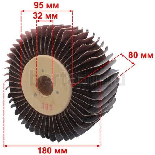 Инстр. №249 Щетка для полировки комби наждачка+войлок 32*80*180 мм (зерно 180) (Италия)