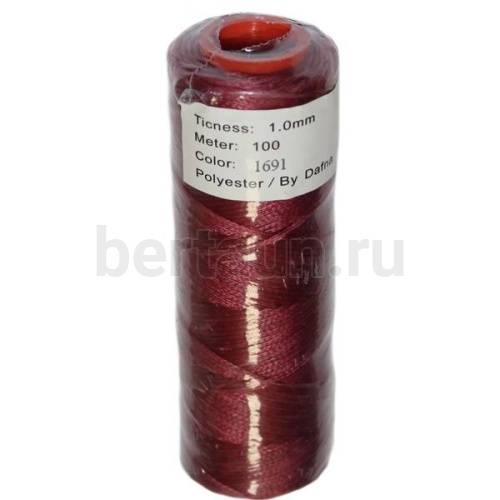 Нитки вощеные №78 d1мм 100м.для ручной прошивки т. розовый 1691 DAFNA