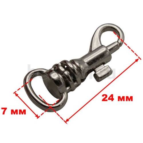 Карабин №  2 металический карабин для сумки LT 1468  7 мм никель (10 шт/упак)