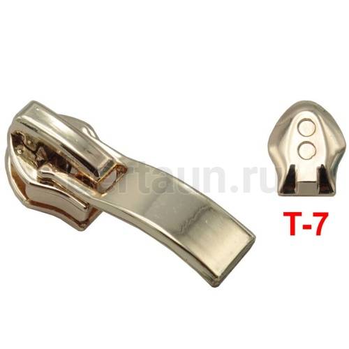 Замок-бегунок №128 спираль Т7 BERT УСИЛЕННЫЙ ПУЗАТЫЙ золото