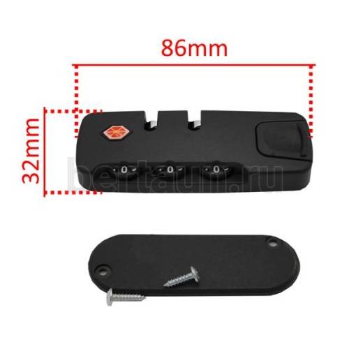 Замок чемоданный №  9  BRT 86*32мм кодовый черный мат