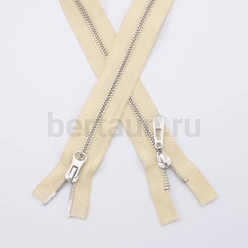 МОЛНИЯ № 72 КУРТОЧНАЯ ИТАЛИЯ Т5 метал.никель 100 см 2 замка молочный