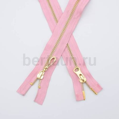 МОЛНИЯ № 89 КУРТОЧНАЯ ИТАЛИЯ Т5 метал.золото 100 см 2 замка бл. розов