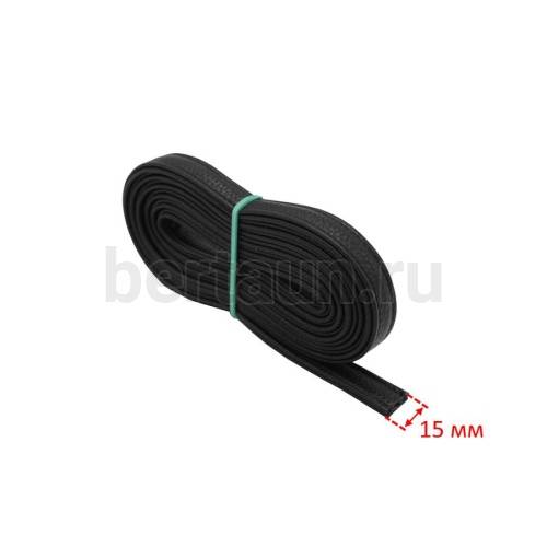 Ручки сумочные ПЛОСКИЕ № 26 1,5 см*2м (PU 100%) Б - 812  черный мат рифленый (кирза)