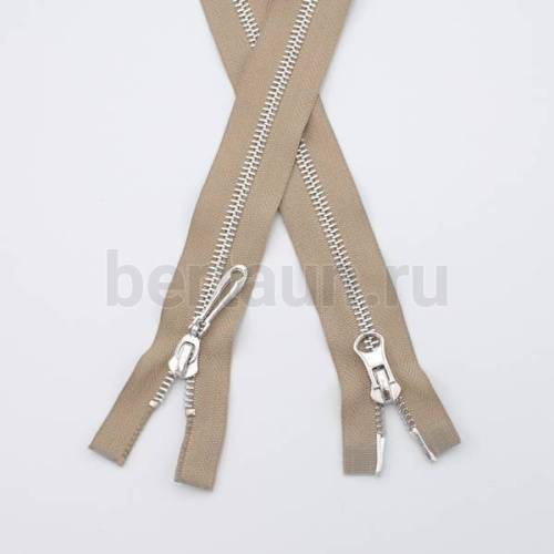 МОЛНИЯ № 77 КУРТОЧНАЯ ИТАЛИЯ Т5 метал.никель 100 см 2 замка бежевый