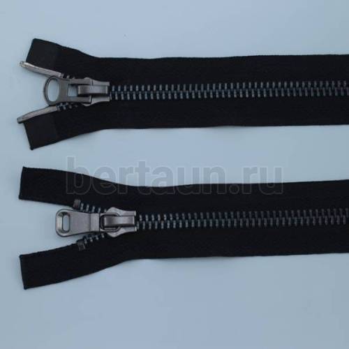 МОЛНИЯ № 87 КУРТОЧНАЯ ИТАЛИЯ Т8 метал.ТЕМ.никель 80 см 2 замка ЧЕРНАЯ