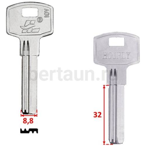 Заг.для ключ. HOOP-1D HOOPLY 2 паза верт.(8.8x32мм) (сторона MULT3P) № 59 