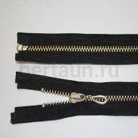 МОЛНИЯ №163 КУРТОЧНАЯ МЕТАЛЛ Т3 80 см  золото на черном