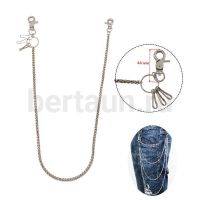 Цепь на брюки №1 с карабинами ( плетёнка ) никель, 720 мм