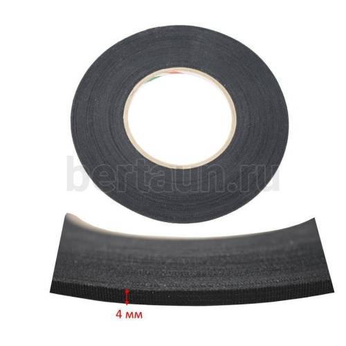 Тесьма клеевая 4мм черная 50м/бобина