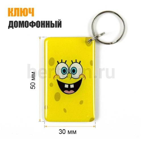 Домофонный ключ заготовка №45  RFID   Безконтактный  T5577 (125Khz) СПАНЧ БОБ  (006)