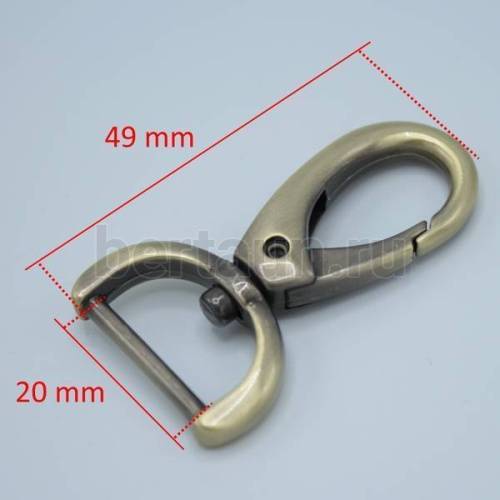 Карабин № 82 метал. д/сумок LT 7037 20мм антик