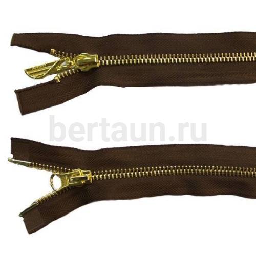 МОЛНИЯ № 19 КУРТОЧНАЯ ИТАЛИЯ Т5 метал.золото 100 см 2 замка коричневая