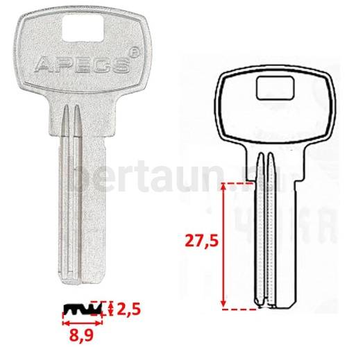 Заг.для ключ. AP АПЕКС (AP-1D)длинный под бронь (вертик) № 120 (H-164)